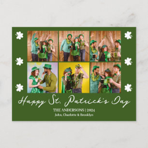 Elegant Shamrock St. Patrick's Day Family photo Holiday Postcard
