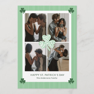 Elegant Shamrock Stripes St. Patrick's Day Photo  Holiday Card