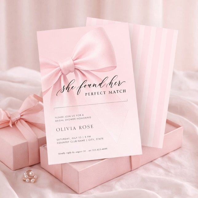 Elegant She Found Her Perfect Match Bridal Shower Invitation (Creator Uploaded)