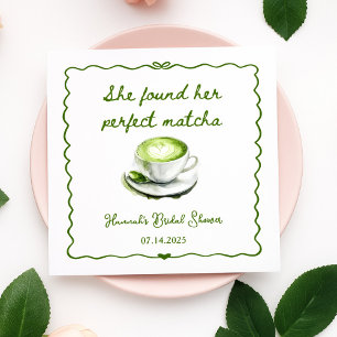 Elegant She Found Her Perfect Matcha Bridal Shower Napkin