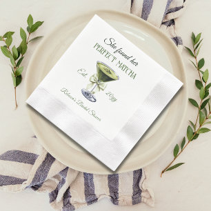 Elegant She Found Her Perfect Matcha Bridal Shower Napkin