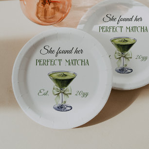 Elegant She Found Her Perfect Matcha Bridal Shower Paper Plate