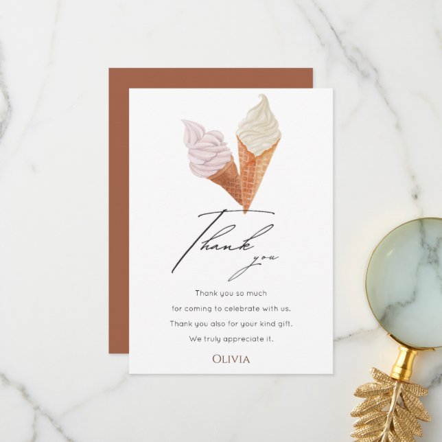 Elegant She’s Been Scooped Up Bridal Shower  Thank You Card (Front/Back In Situ)