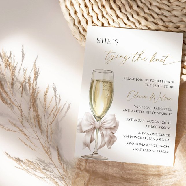 Elegant "She’s Tying the Knot" Bridal Shower Party Invitation (Creator Uploaded)
