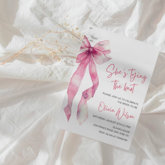 Elegant "She’s Tying the Knot" Bridal Shower Party Invitation (Creator Uploaded)