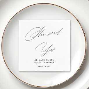 Elegant She Said Yes Bridal Shower Napkin