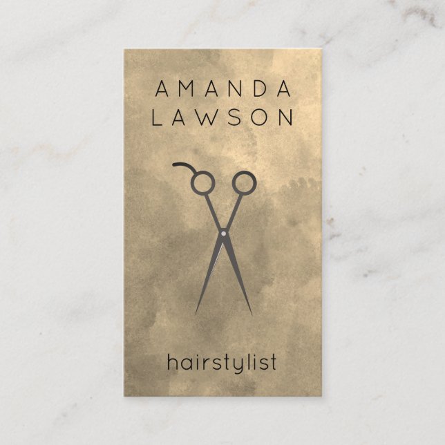 Elegant Shears Watercolor | Hair Stylist Business Card (Front)