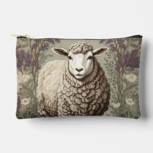 Elegant Sheep Lavender Flower Background Accessory Pouch