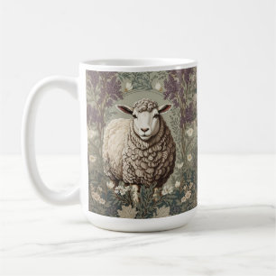 Elegant Sheep Lavender Flower Background Coffee Mug
