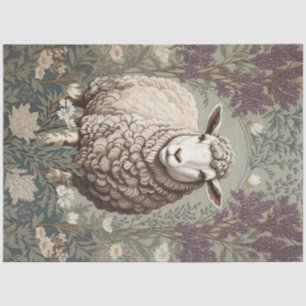 Elegant Sheep Lavender Flower Background Tissue Paper