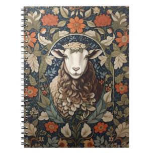 Elegant Sheep William Morris Floral Notebook