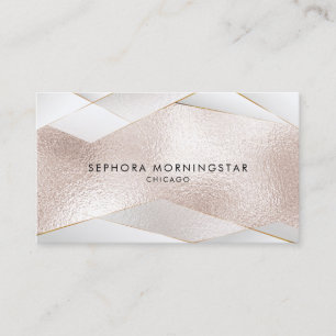 Elegant Sheer Gold Facets Rose Gold White Business Card