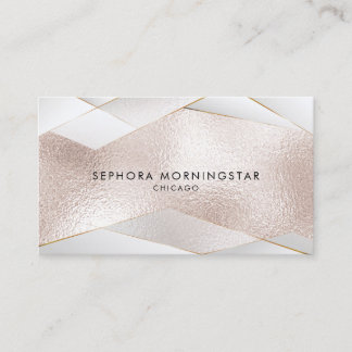 Elegant Sheer Gold Facets Rose Gold White Business Card