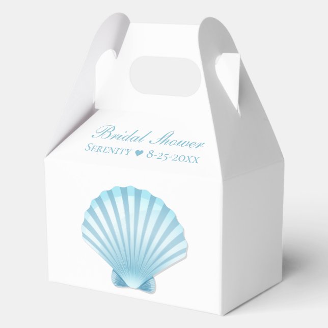 Elegant Shell Blue Nautical Beach Bridal Shower  Favour Box (Front)