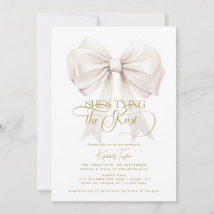 Elegant She's Tying the Knot Bow Bridal Shower Invitation