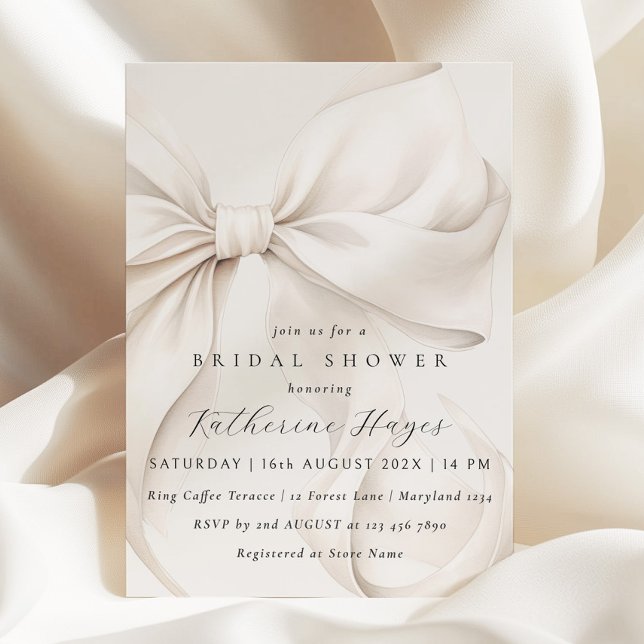 Elegant She's Tying the Knot Bow Bridal Shower Invitation (Creator Uploaded)