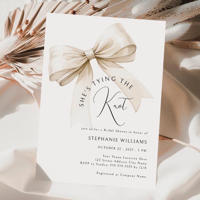 Elegant She's Tying the Knot Bridal Shower Invitation (Creator Uploaded)