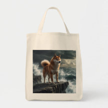 Elegant Shiba Inu Grocery Tote Bag