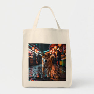Elegant Shiba Inu Grocery Tote Bag