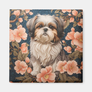 Elegant Shih Tzu Dog William Morris Inspired Magnet