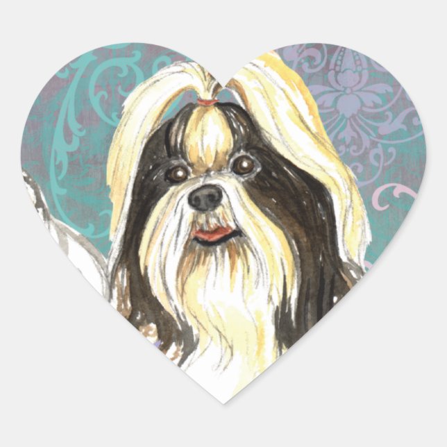 Elegant Shih Tzu Heart Sticker (Front)