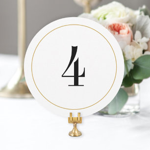Elegant Shimmer Gold Circle Table Number 4 Card