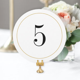 Elegant Shimmer Gold Circle Table Number 5 Card
