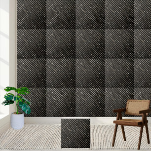 Elegant Shimmering Glitter Black White Stripe Ceramic Tile