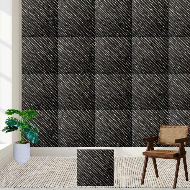 Elegant Shimmering Glitter Black White Stripe  Ceramic Tile (Elegant Shimmering Glitter Black White Stripe Ceramic Tile)