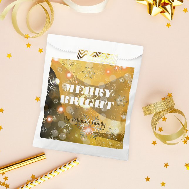 Elegant Shimmering Gold Bokeh Light Christmas Favour Bag (Creator Uploaded)