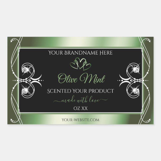 Elegant Shimmery Green Black Product Labels Jewels (Front)