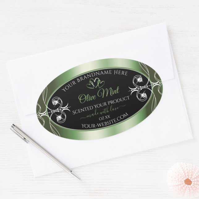 Elegant Shimmery Green Black Product Labels Jewels (Envelope)