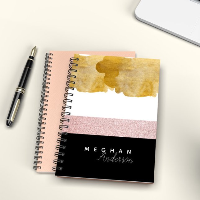 Elegant Shine Gold And Pink Personalised Notebook (Creator Uploaded)