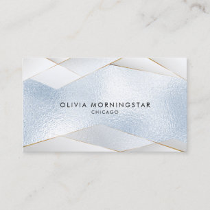 Elegant Shine Sky Blue Gold White Facets Business Card