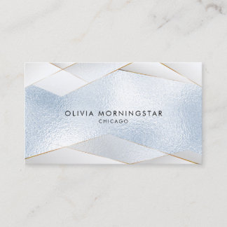 Elegant Shine Sky Blue Gold White Facets Business Card
