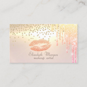 Elegant Shiny Diamonds-Glittery Lips Drops Business Card