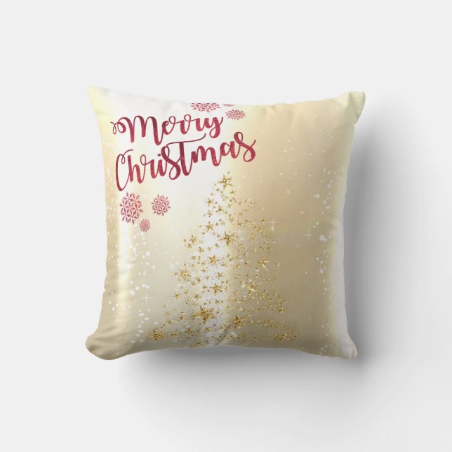 Elegant Shiny,Faux Gold Christmas Tree Cushion (Front)