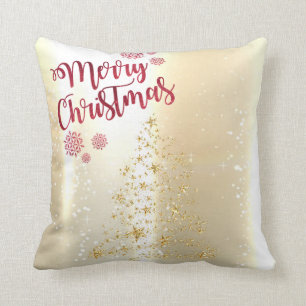 Elegant Shiny,Faux Gold Christmas Tree Cushion