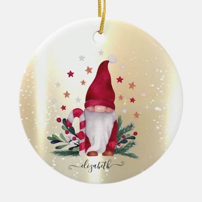 Elegant Shiny,Faux Gold,Wreath Joy Ceramic Ornament (Front)