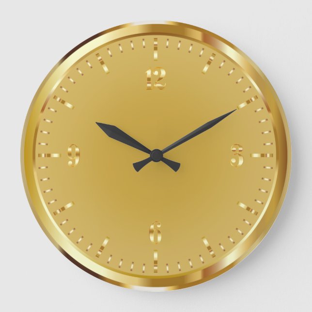 Elegant Shiny Gold Acrylic Wall Clock (Front)