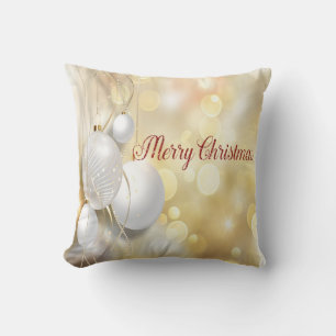 Elegant Shiny Gold Christmas Ornaments Cushion