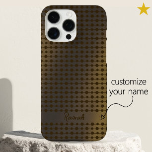 Elegant Shiny Gold Dots Lines Pattern Custom Name iPhone 16 Pro Max Case