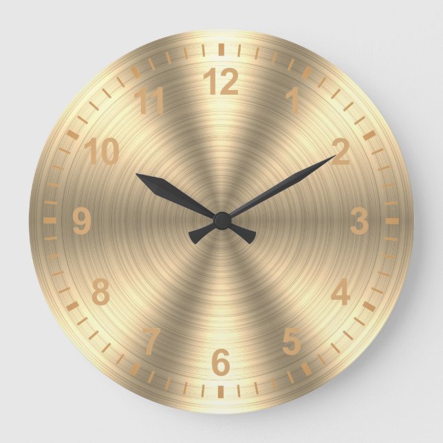 Elegant shiny gold metallic large clock (Front)