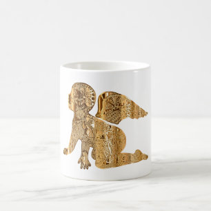Elegant Shiny Golden Angel Heavenly White Coffee Mug