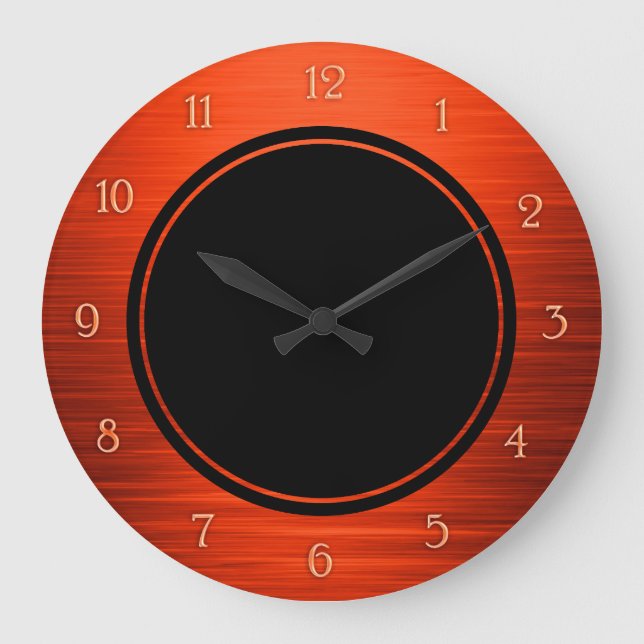Elegant shiny orange shaded wall clock (Front)