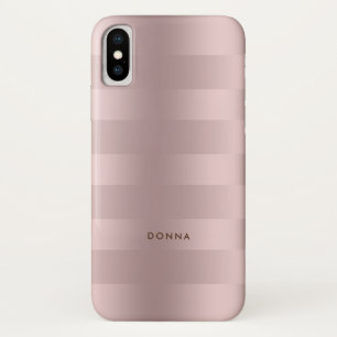 Elegant Shiny Rose-gold Stripes Pattern iPhone X Case