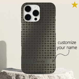 Elegant Shiny Silver Dots Line Pattern Custom Name iPhone 16 Pro Max Case