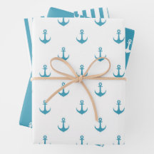 Elegant Ship Anchor Wrapping Paper Sheet Set