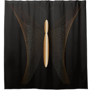 Elegant shower curtain with golden butterfly