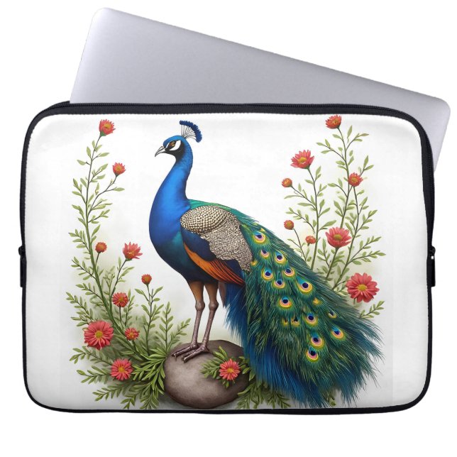 Elegant Siam Peacock Laptop Sleeve 13 inches (Front)